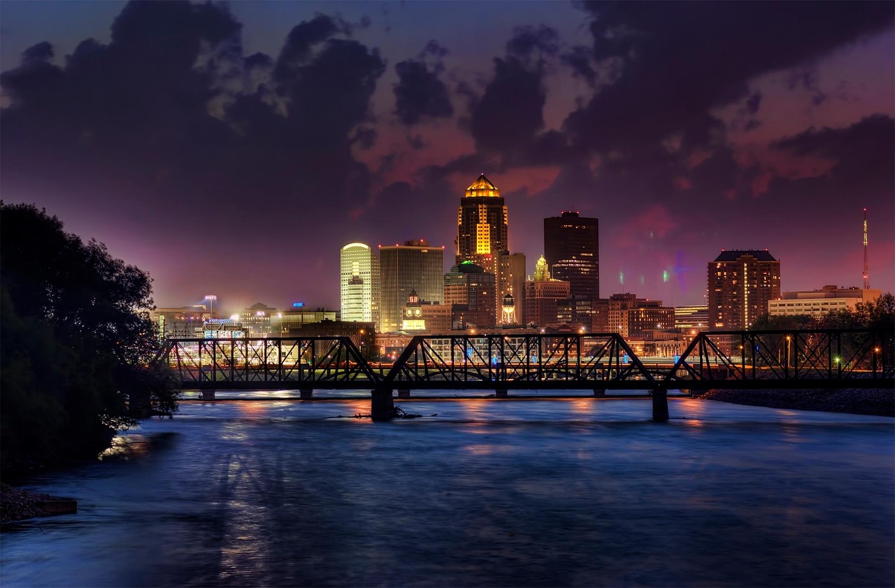 Des Moines skyline. Any city USA. Expert security program development.